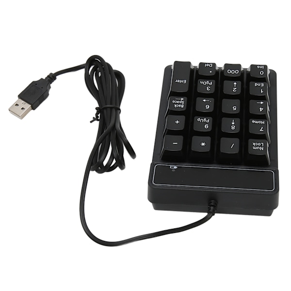 Trådløst Nummertastatur Sort USB-forbindelse 19 U-formede Taster Plug and Play Kompakt Numerisk Tastatur til Bærbar PC Desktop