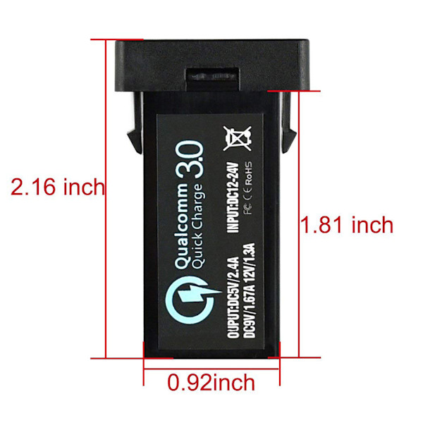 Kaksinkertainen USB 2.0 auton latauslaite Quick Charge 3.0 oikosulkusuojauksella