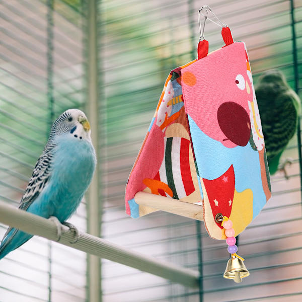 Parrot Swing Nest Open Nest Parrot Platform Dubbel Canvas Triangel Träskydd för fågelSmall storlek