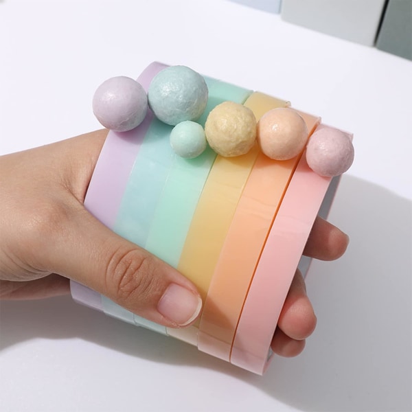 Pakke med 6 Candy Color Sticky Ball Tape Dekompresjonsleker for barn å lage selv, makronfarge