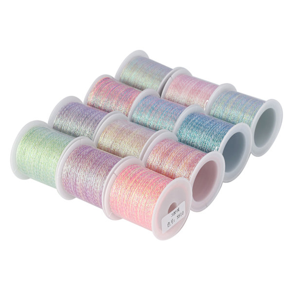 12 stk. Armbåndsnor 0,2 mm 100 m Klippbar Elastisk Stærk Polyester DIY Smykker Halskæde Snor til Smykkefremstilling