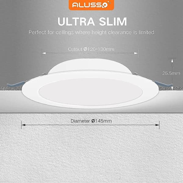 9w LED ultratynn downlight innfelt taklampe hvit spotlight 6x Light White