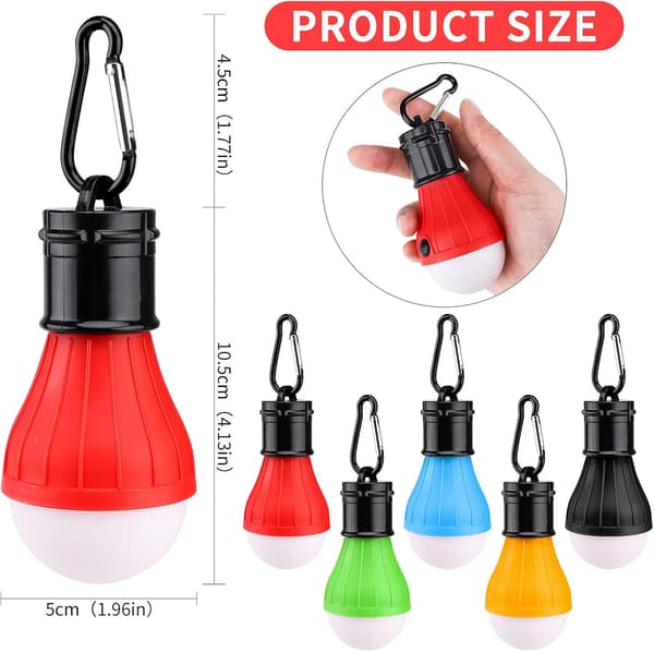 5 stk Campinglamper, LED Teltlamper med Karabinkroker Utendørs Mini Campinglykt, 3 Lysmoduser Hengende Lampe