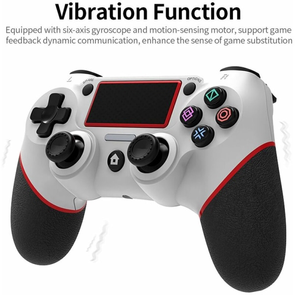 PS4-laminerad trådlös Bluetooth spelkontroll Laminerad PS4-spelplatta med pekplatta, 6-axlig vibrationssomatosensorisk funktion, svart och röd