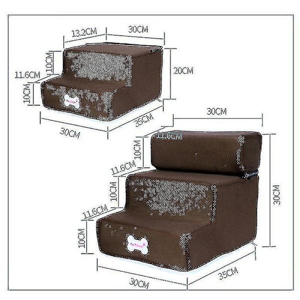Halkskyddad 3-stegs husdjurstrappa för små hundar och katter - Blå