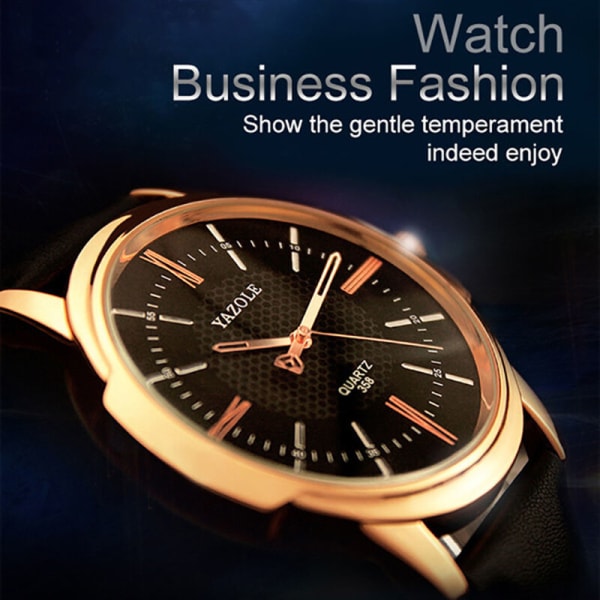 Business Fashion Herreure Quartz Watch Læder Armbåndsur Kjole Armbåndsur, Model: Brun Hvid