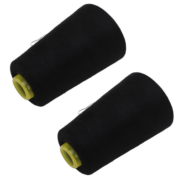 2st 402 Serger Thread Premium Polyester Fray Resistant Fadeless Slitstark Robust Mycket använd svart tråd