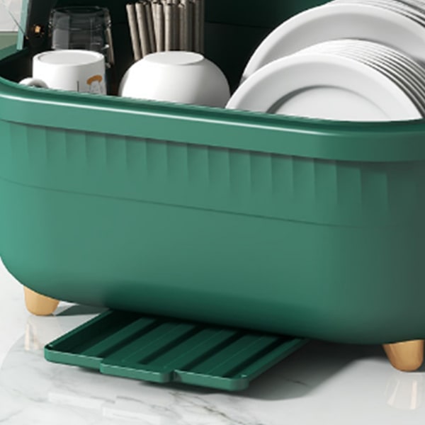 Astianpesukoneen kuivausteline monitoiminen tilaa säästävä astiankuivain kannellisella kannella keittiötarvikkeille vihreä L