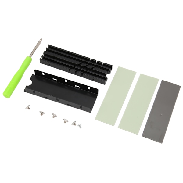 M.2 NVMe kylfläns Dubbelsidig aluminiumlegering 3 termiska kuddar Silverpläterade SSD kylfläns för M.2 2280 SSD 850 EVO