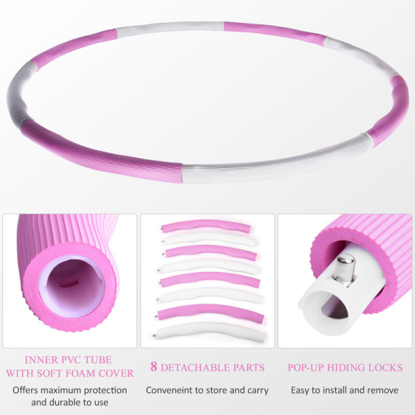 8-delers roterende midjebøyle hoppetausett for midjeslanketrening Vekttap, modell: PinkWhite