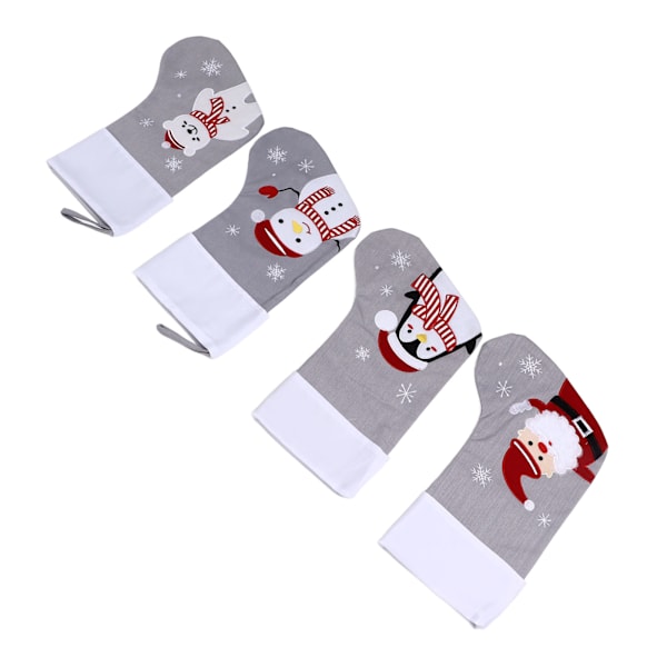 4st Julstrumpor Tecknad Penguin Björn Jultomten Snögubbe Print Xmas Strumpor Set för familjehelgens julfest