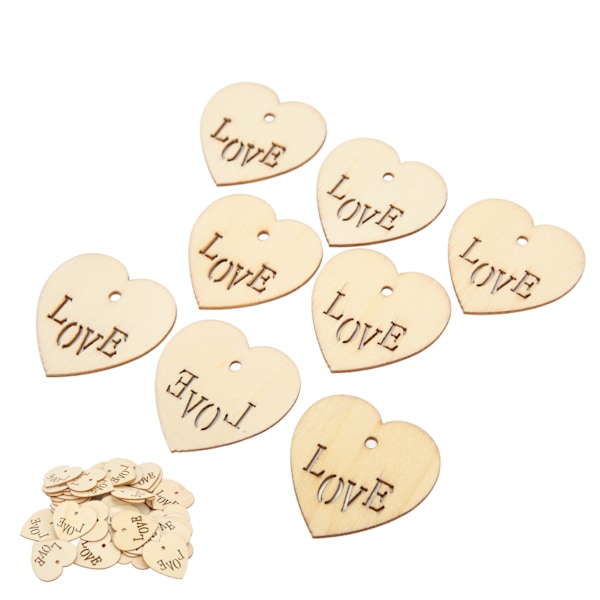50 stk Love Heart Form Træspån Glattere Overflader Dejlig Form DIY Træknapper til Hjemindretning Håndværk Gaver