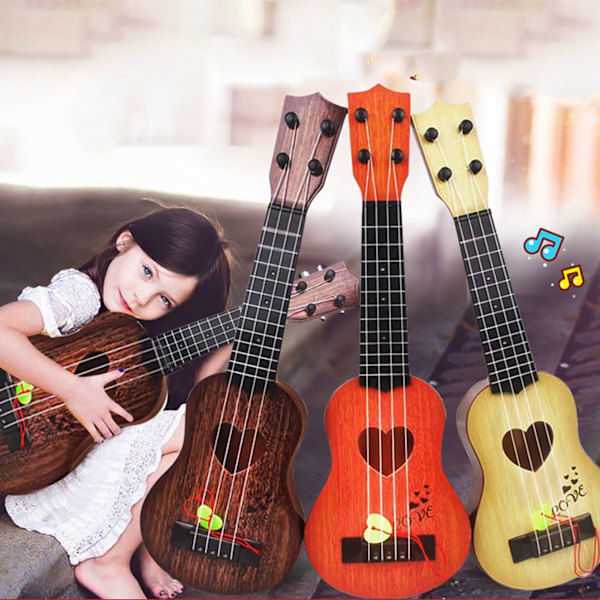 Simulering Ukulele 4 Strings Justerbar Ukulele Barn Musikinstrument Leksak för tidig utbildning 35 cm Brun