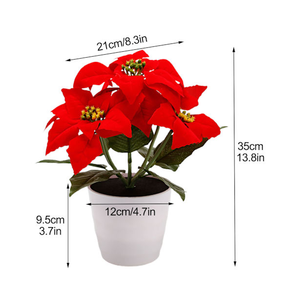 Kunstig potteplante Jul Blomst Planter Simulering Julestjerne Bordlampe Jul ferie dekorative lys