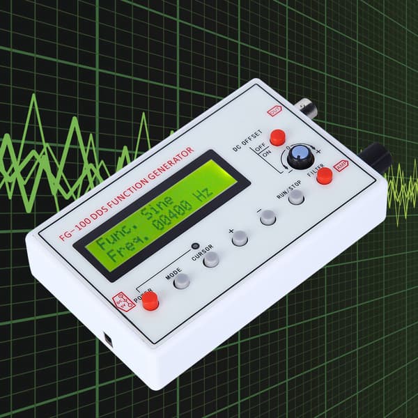 FG-100 DDS Funksjonsgenerator Sinusfrekvens 1HZ-500KHz Teller Signalkilde Generatormåler