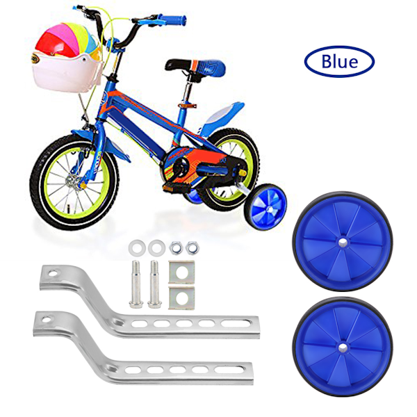 2st justerbar träningssidohjul stabilisator för barn 12-20" cykelbalans (blå)