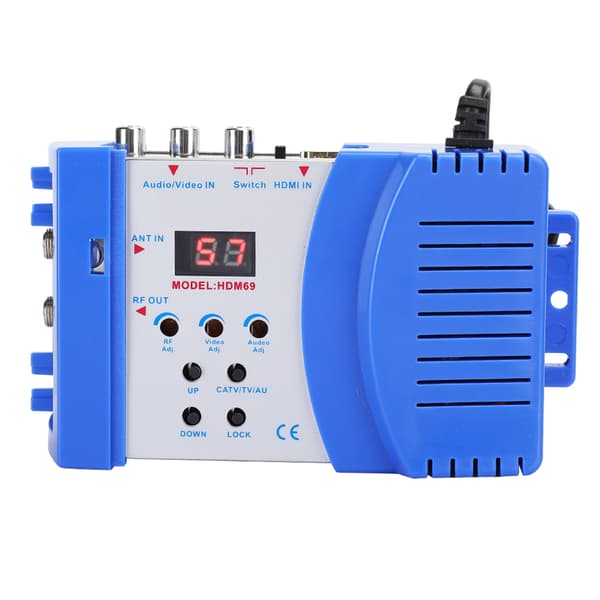 HDM69 Digital RF HDMI Modulator AV til RF Konverter VHF UHF PAL Standard Bærbar Modulator til EU 100‑240V