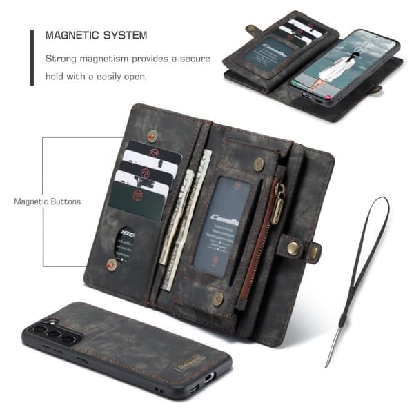 CaseMe Samsung Galaxy S21 FE etui med lynlås - Sort Svart black