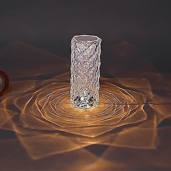 Led Crystal Natbordslampe, Natlys, Rose Rays Crystal Diamond Bordlampe Med Touch Control, Dæmpbar, Usb-opladning