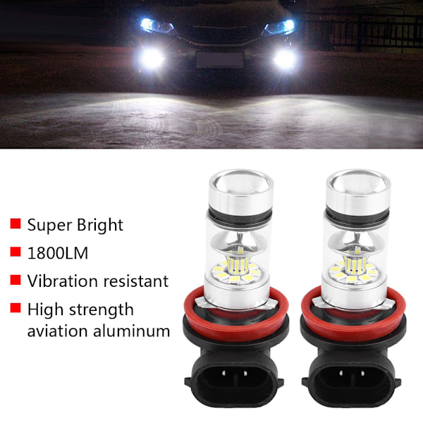2 kpl Auto 100W Superkirkas LED-ajovalojen muunnossarja Sumuvalopolttimo (valkoinen valo)