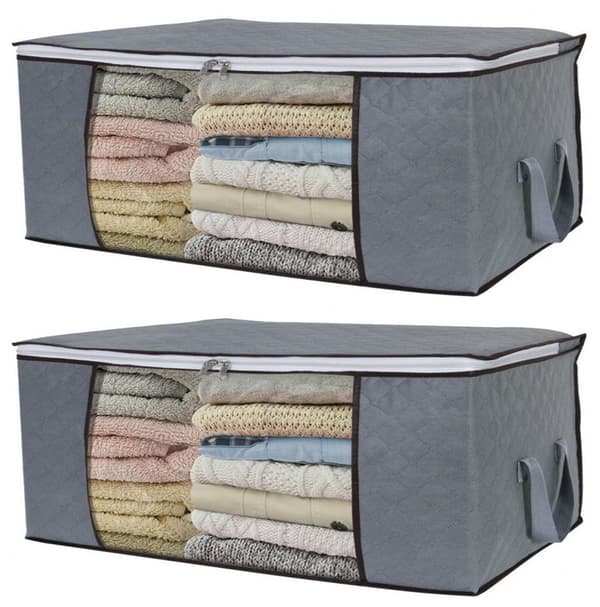 Opbevaringspose til lagner, dyner, tøj 60x43x35 cm Grå 2-pak 452