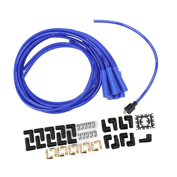 8.5mm 180 Degree Spark Plug Wire Set with Dustproof Boot, Replacement Compatible with Chevy 8-Cylinder Models, Blue