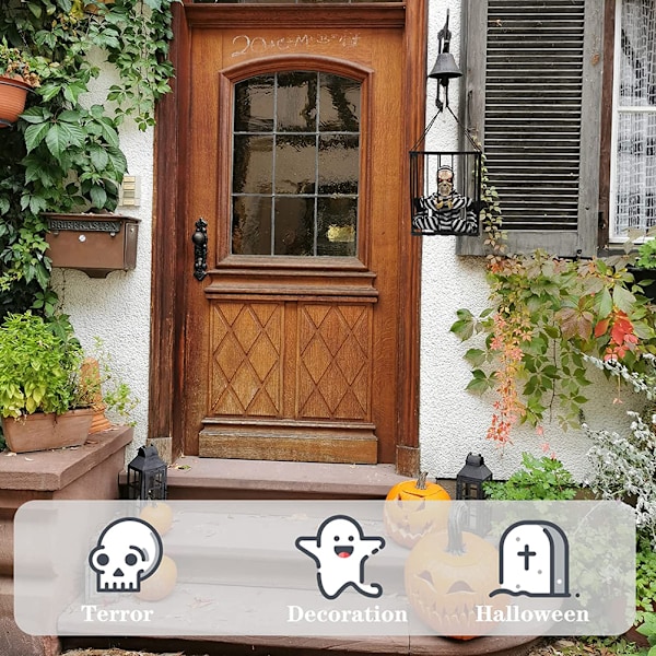 Halloween skræmmende skrigende animeret skeletfange i bur med lysende øjne Spøgelseshus rekvisitter Halloween festdekorationer