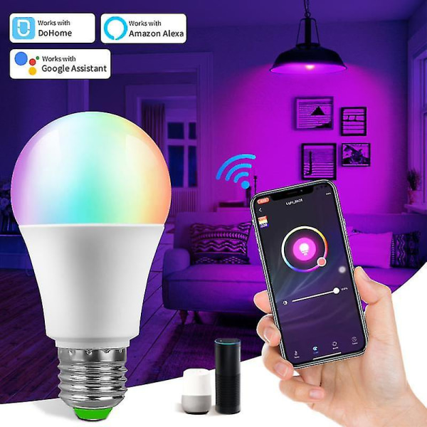 Led lyspærer E27 Rgb Smart lyspærer Rgbcw Farverig dæmpbar timer Wifi Smart WIFI
