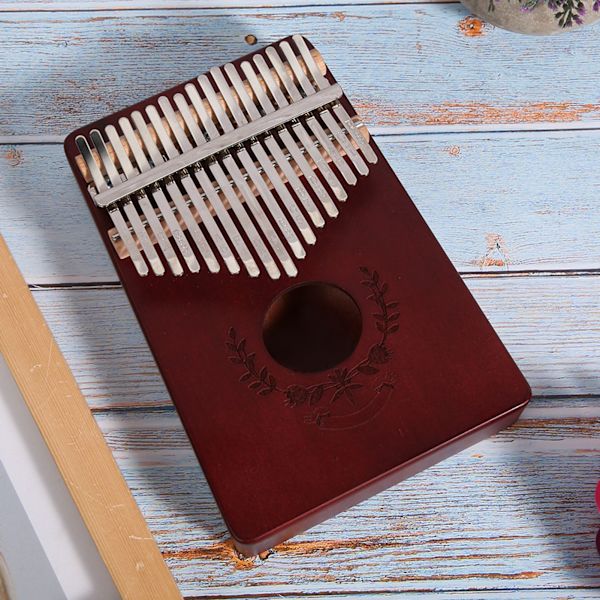 Kalimba tumpiano mahogni lille bærbar 17-tangent til begyndermusikinstrumenter LTK17S(kaffe)