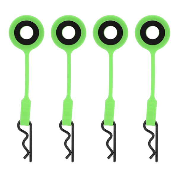 4st RC karossklämmor Pins RC bilskal kaross fasta klämmor Hållare Silikon Metall Universal för 1/10 modell CarGreen