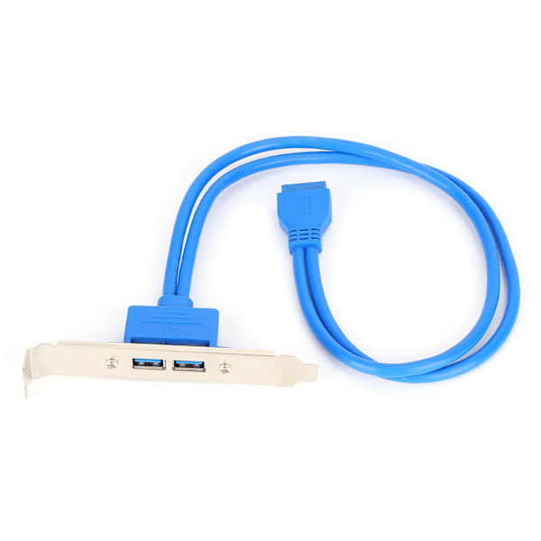 Dubbel USB Baffel-kabel Moderkort 19-stift till Dual Port A Honförlängning Bakre panelfäste Blå