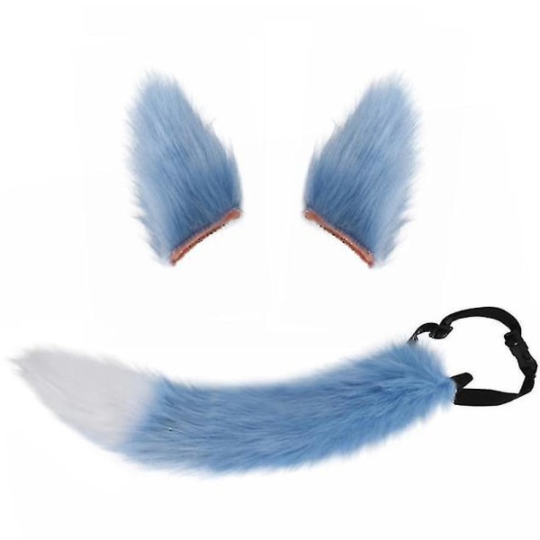 Fox Ears & Tail Kostym - Overdimensionerad plysch Blue
