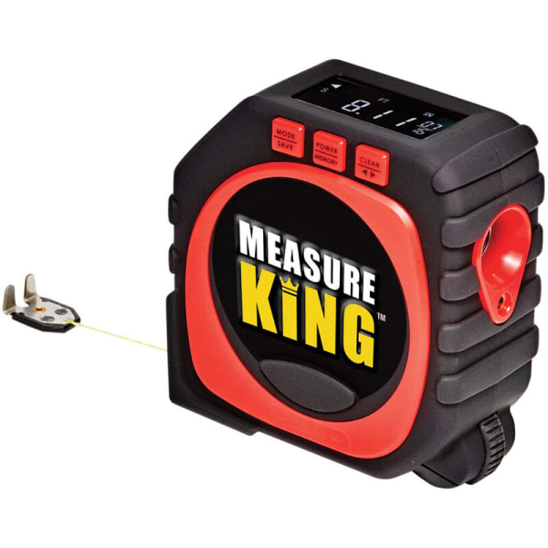 Mål King3-i-1 tre-i-ett høypresisjon lasermålelinjal LED digital skjerm TV Målebånd Blisterpakke, modell: rød