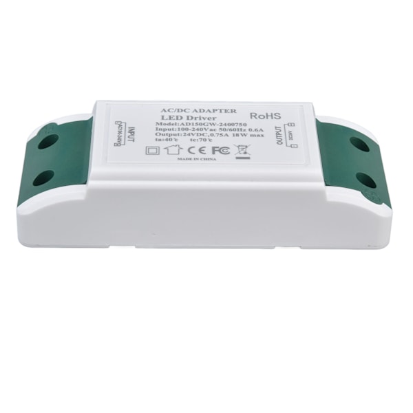 LED-driver 24V DC 0,75A 18W Lydløs drift Konstant strøm 24V Transformer til LED Strip-lys AC100‑240V