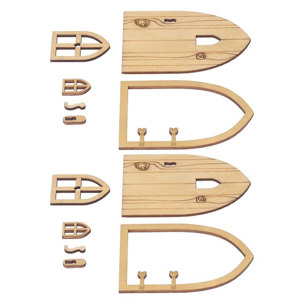 2 Set 1:12 Dockskåp Trädgård Lantlig Dörr Träfönster Miniatyr Stuga Dörr Dekorations Tillbehör