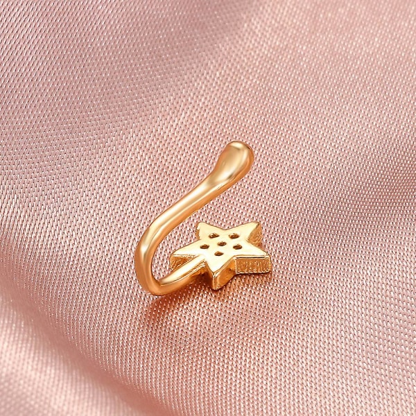 Nose Rings Shiny Rhinestone Pentagram Nose Rings Hoops gold