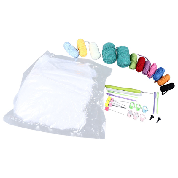 Virkat startpaket Dinosaurieägg Design 12 färgat garn Hand Eye Coordination Virkningssats för nybörjare Barnfamilj
