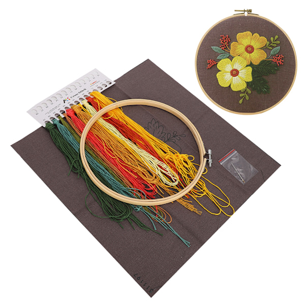 Tee-se-itse-brodeeraussetti Kukka ristipisto Epävalmis käsityö 20 cm bamburunko aloittelijoille sisustukseen Tyyppi 4