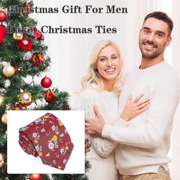 Julslipsar för män, herrjulslips jultomte-slipsar festslipsar högtidsslipsar röda