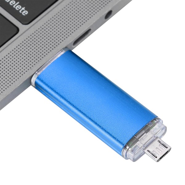 2 i 1 USB-minne OTG USB2.0 U Disk Hög Kapacitet Datalagring Minne Stick Blå64GB