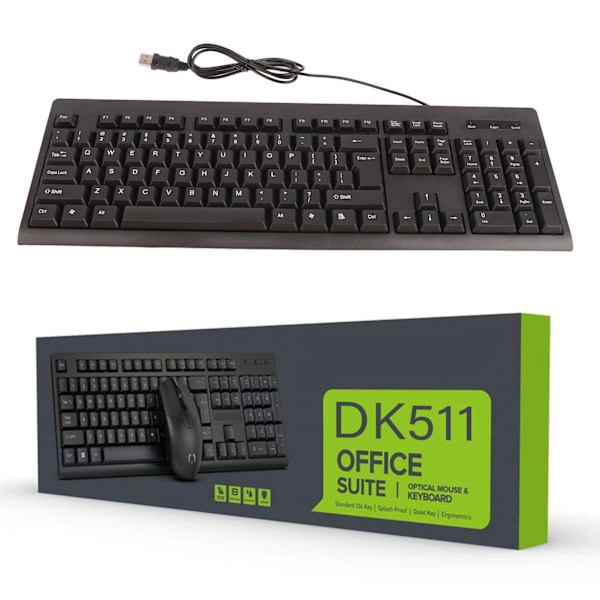 USB-trådbundet tastatur 104 taster Profesjonelt Plug and Play-datatastatur Svart for kontor-dataspill