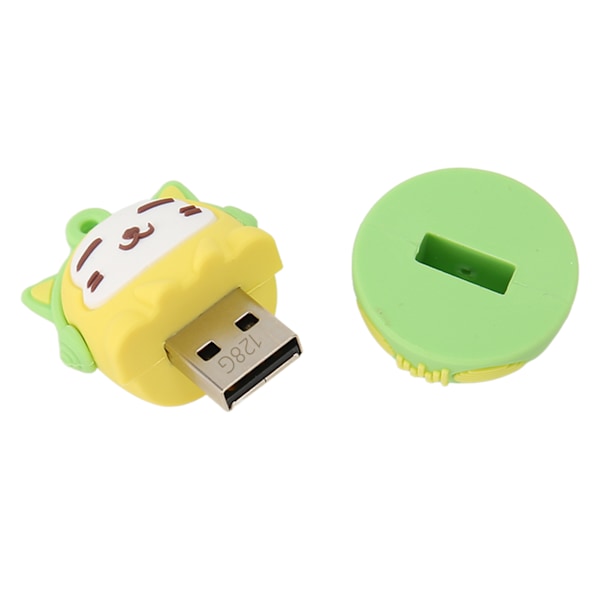 Piirretty USB-muistitikku PVC USB2.0 Kissan kuvio Plug and Play iskunkestävä U-levy puhelimelle kannettavalle tietokoneelle Keltainen Vihreä 128g