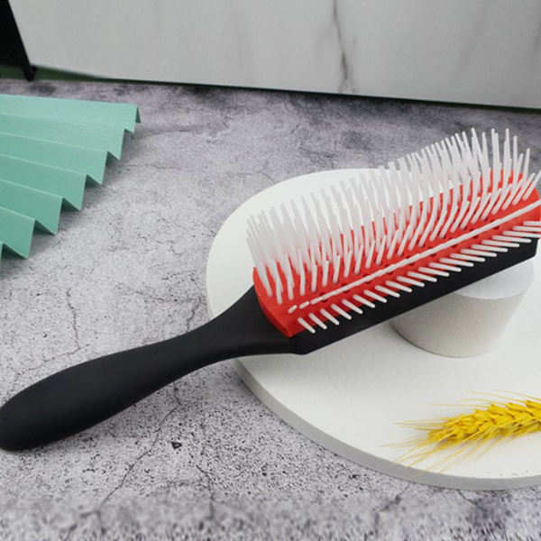 Statisk fri hårbørste 9 rader ABS frostet detangling rød krøllete hårbørste for styling