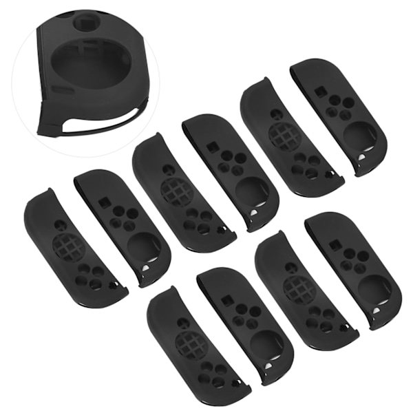 5 Sett Silikon Gamepad Deksel Sterkt Beskyttelse Spillmaskin Tilbehør for NS Switch Svart