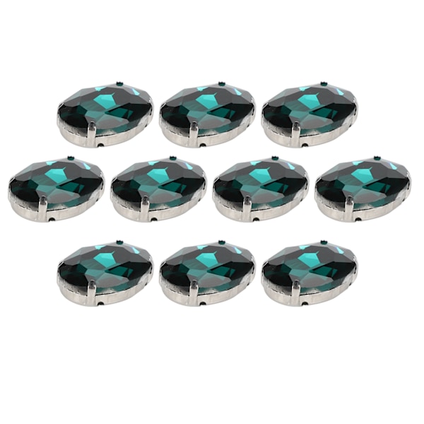 10 stk. Sy På Rhinestones Krystaller Skinnende Knapper Dekoration til DIY Håndværk Tøj Sko Tasker 1,8 x 2,5 cm Grøn Oval