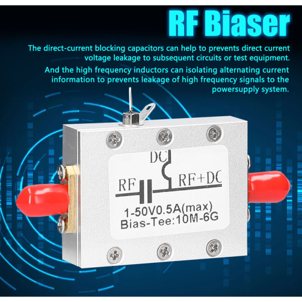 10MHz-6GHz høyfrekvent RF Bias Blocker Koaksial Feed BiasTee-blokkeringsenhet, modell: flerfarget