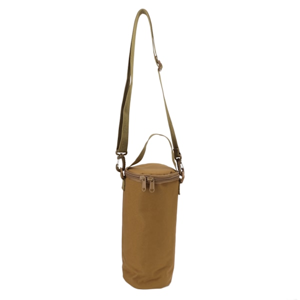Camping Oppbevaringspose Dobbel Glidelås Håndtak Design Oppbevaringspose med Skulderstropp for Gassbeholdere Campinglys Tan