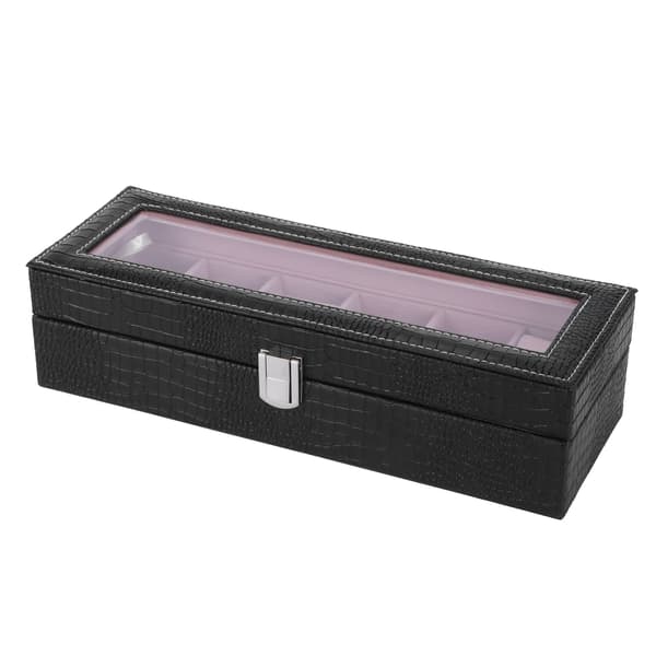 【NX】6-slots Watch Box PU Læder Rektangulær Armbåndsur Display Etui Organizer Gave Sort