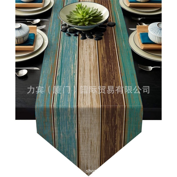 Vintage Wood Grain Bord Flagg Bilde 1 Blå Stripe 13 * 70in=33 * 178cm