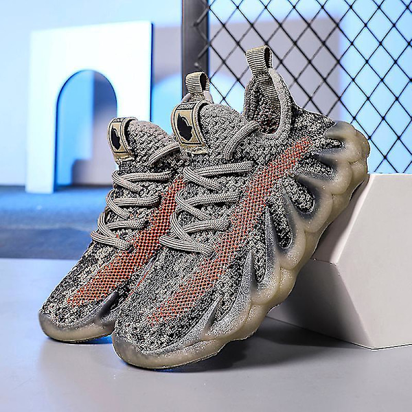 Moderne Børnesneakers Åndbare Sportsløbesko til Drenge og Piger Khaki A285935